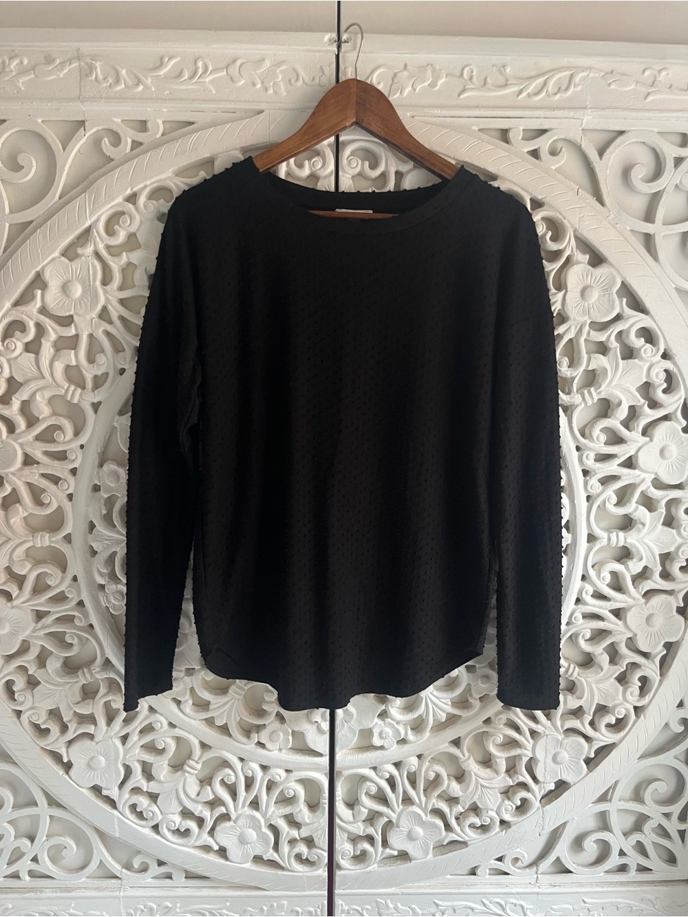Wilfred Black Swiss Dot Open Back Long Sleeve Blouse Size Medium